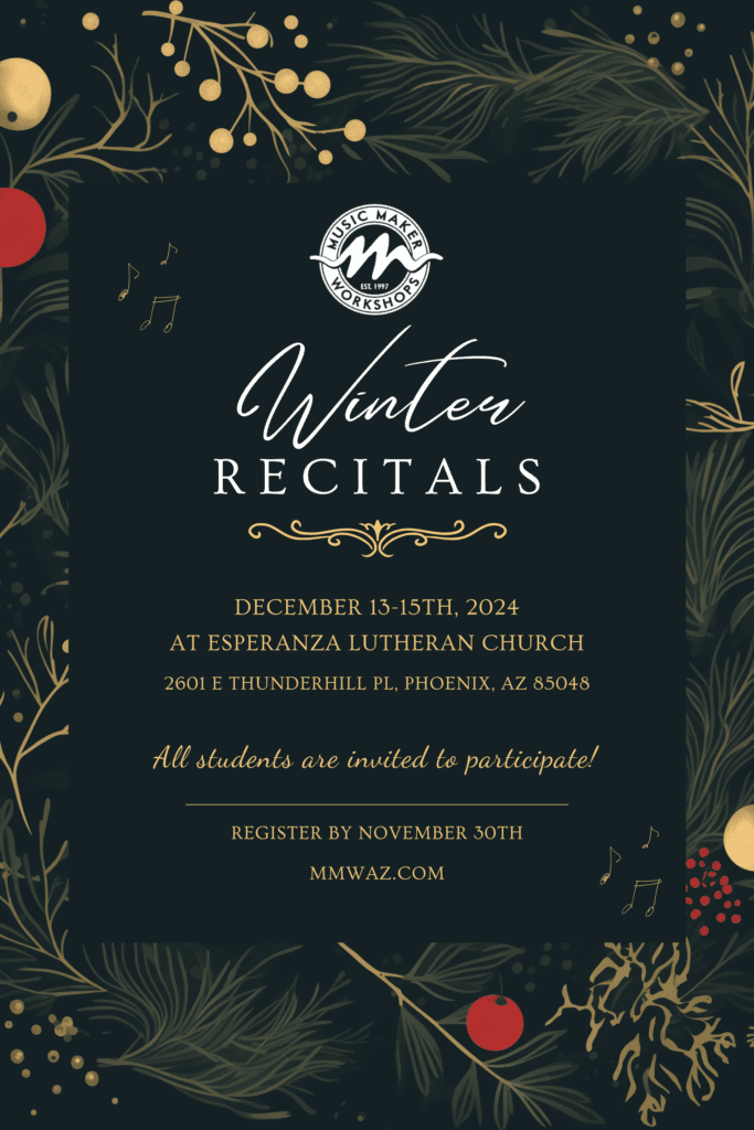 A poster with the words winter recitals on it.